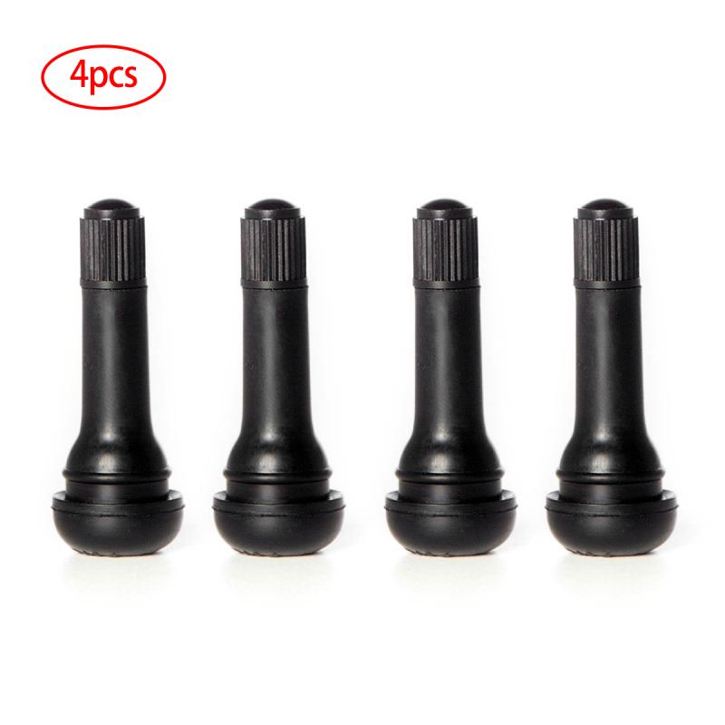 4pcs Car Wheel Tyre Tubeless Tire Tyre Valve TR414 Snap-in Stems Dust Caps Wheels Tires Black Rubber Parts Car Accessories