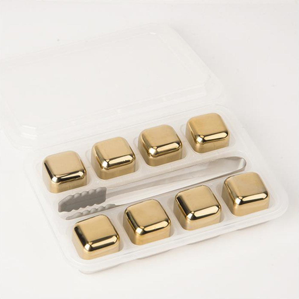 Reusable Golden Ice Mold Whiskey Stones Ice Cubes Chilling Rocks Vodka Cooler Wine Beer Cocktail Chiller Realand 304 Stainless