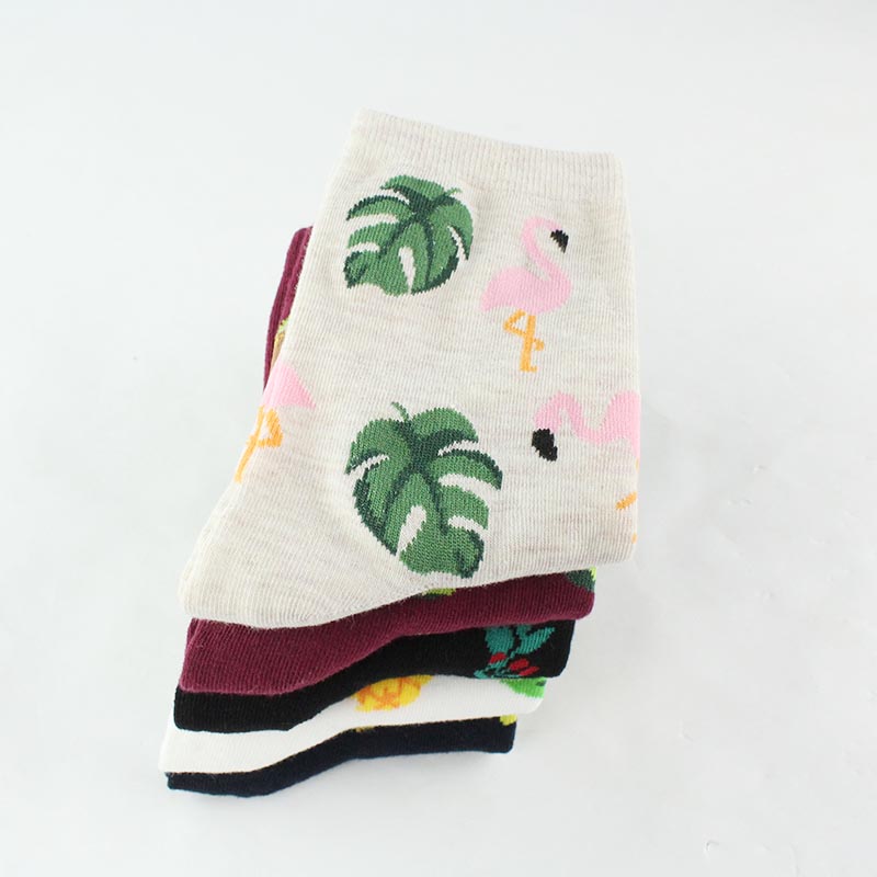 [EIOISAPRA]Fresh Fruit Banana/Avocado Socks Animal Gardenias Flamingos Plumerias Scoks Women Harajuku Print Art Calcetines Mujer