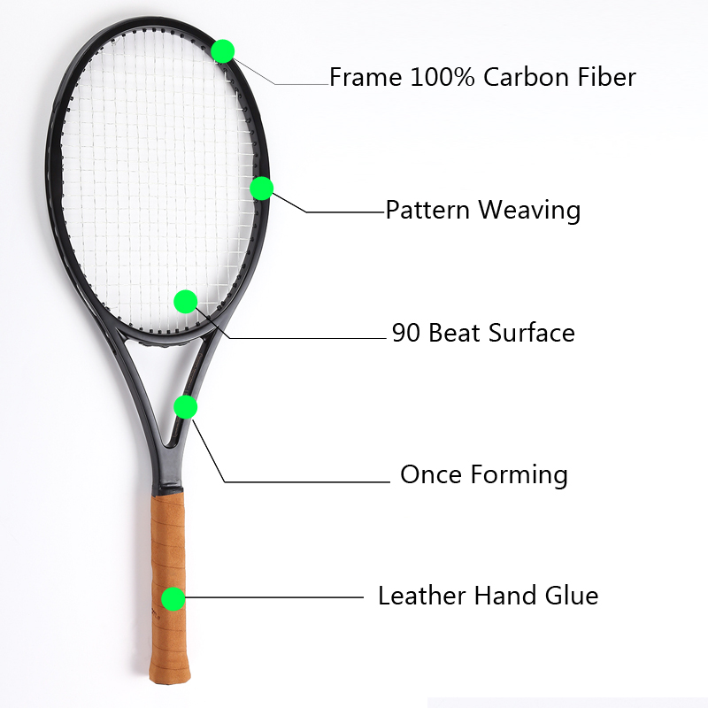 PS 90 black Carbon Fiber Racquet tennis racket Foamed handle 4 1/4,4 3/8,4 1/2 with bag