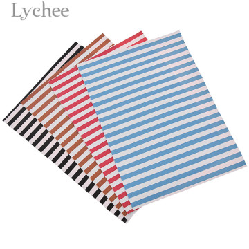 Lychee Life 21x15cm A5 Stripe Faux PU Leather Fabric High Quality Synthetic Leather DIY Material For Handbag Garments