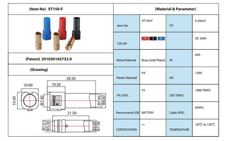 1 pair XT150 AMASS Connector Adapter 6mm Male/Female Plug High Rated Amps For RC LiPo Battery 20%Off