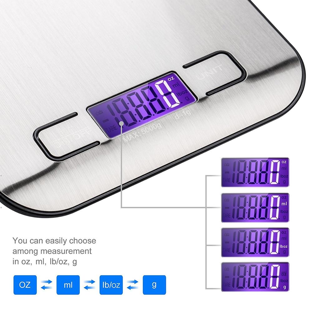 22 LB / 10000g Electronic Kitchen Scale Digital Food Scale Stainless Steel Weighing Scale LCD High Precision Measuring Tools