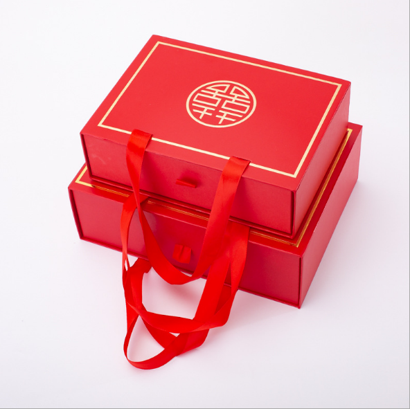 Red Gift Box With Gold Foil