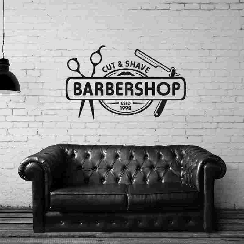 Barbershop Sticker Bread Decal Customized Vinyl Wall Art Decor Windows Decoration Haircut Shavers Glass Barber Shop Decals