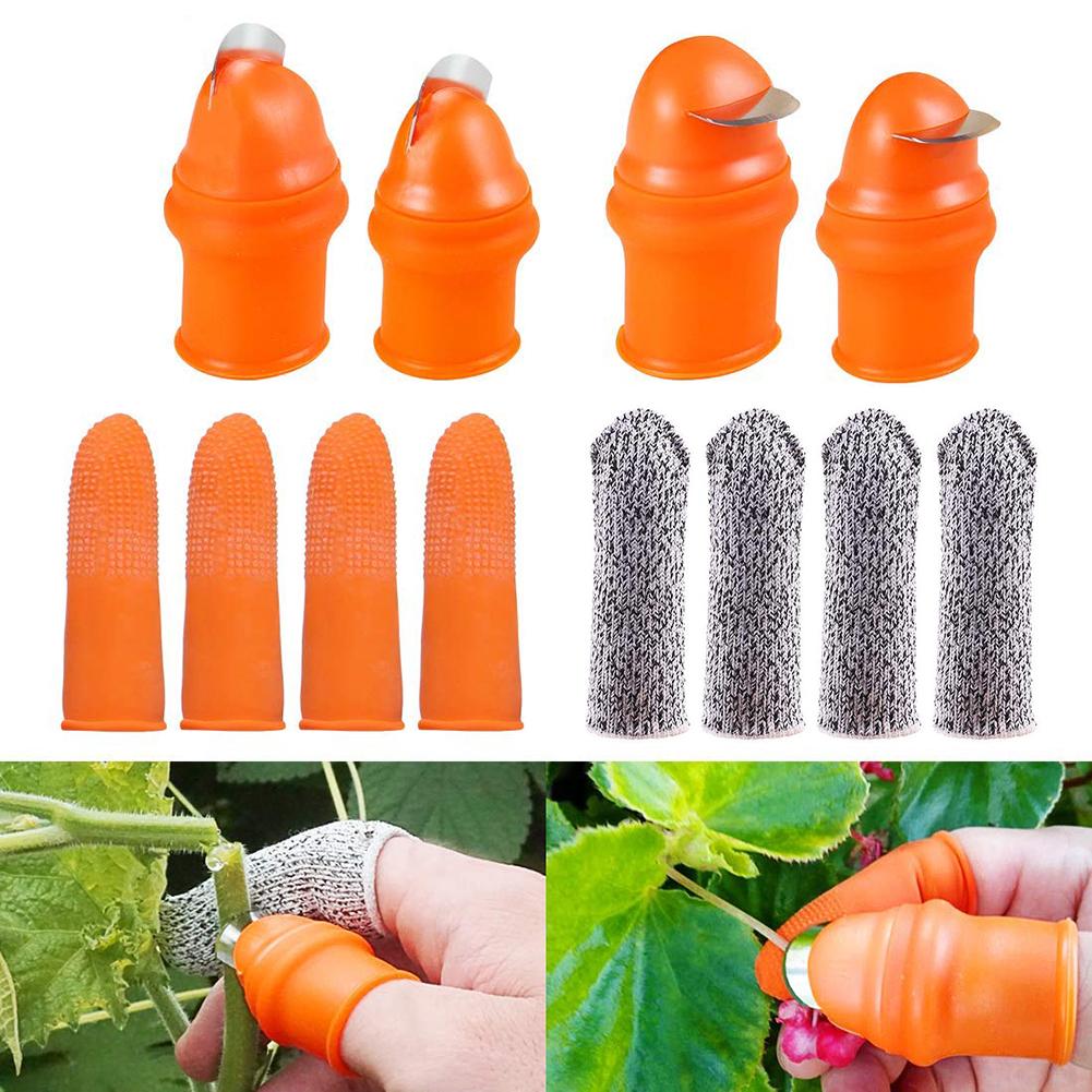 12PCS Silicone Thumb Knife Finger Protector Vegetable Knife Plant Blade Scissors Cutting Rings Garden Gloves Harvesting Tool