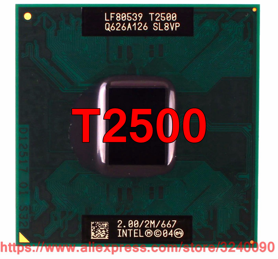 Original lntel Core 2 Duo T2500 CPU (2M Cache, 2.00 GHz, 667 MHz FSB, Dual-Core) For 945 chipset Laptop processor free shipping