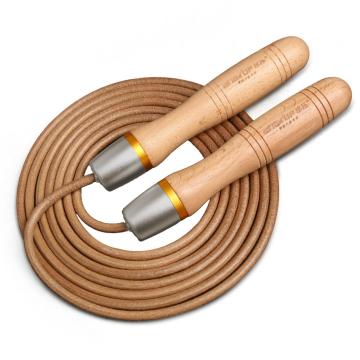 Universal Metal Bearing Adjustable Wooden Handle Adult Faux Leather Jump Rope