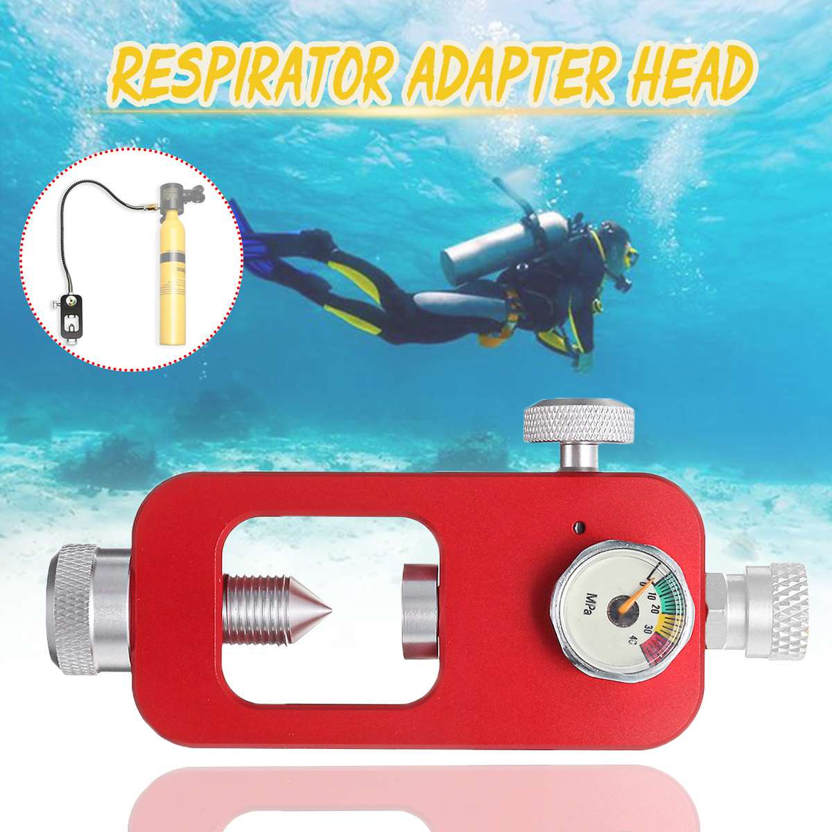 Diving Equipment Set 4 in 1 1L Mini Scuba Diving Air Tank Oxygen Cylinder Dive Respirator Air Pump Snorkeling Underwater Breath