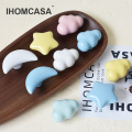 IHOMCASA Ceramic Clouds stars moon hook and handle children's room knobs furniture dresser drawer knob wall cabinet door handles