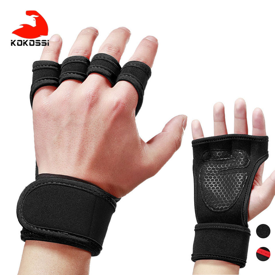 KoKossi Bodybuilding Weightlifting Gym Gloves Hand Anti-slip Dumbbell Kettle Bell Fitness Gloves Sport Training Workout Gloves