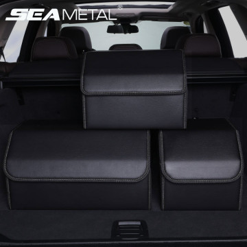 Car Trunk Organizer Storage Box PU Leather Auto Organizers Bag Folding Trunk Storage Pockets for Vehicle Sedan SUV Accessories