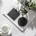 4pcs Natural Slate Drink Coasters Bowl Pad Handmade Insulation Placemats Table Padding Cup Mats Kitchen Decoration Accessories