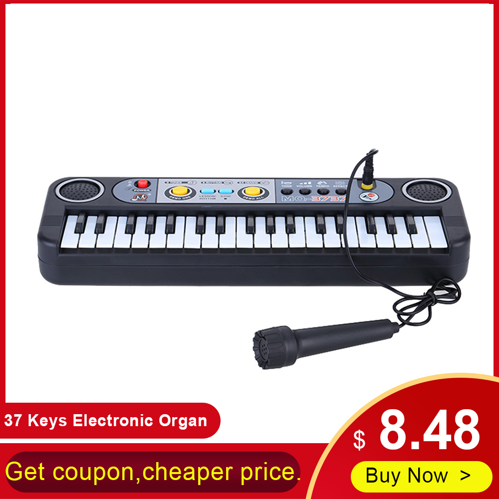 37 Keys Electronic Organ Digital Piano Keyboard with Microphone Kids Toys Stave Music Toy Develop Child's Talents