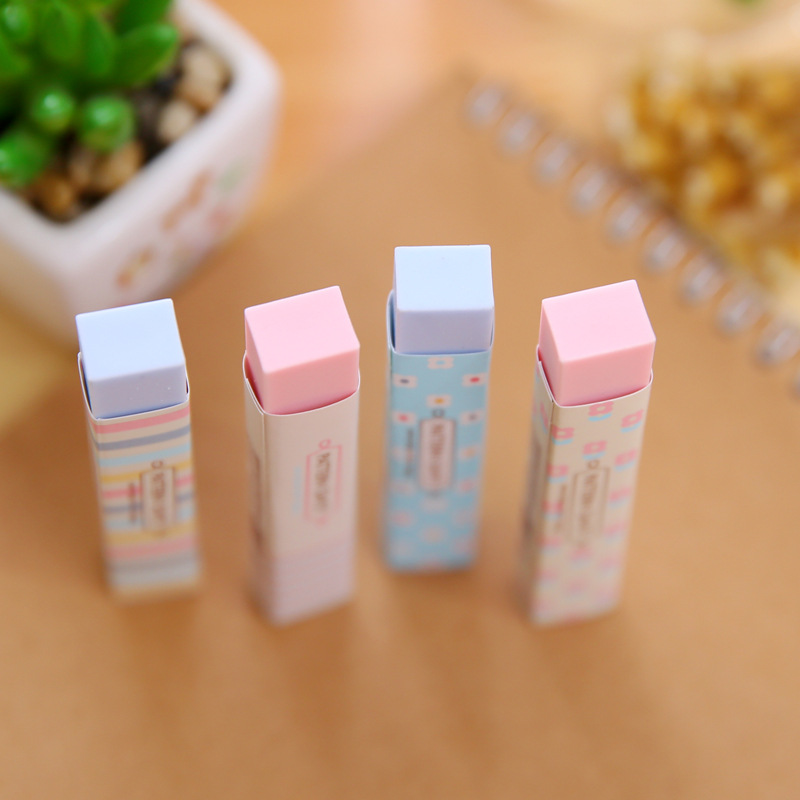 1Pc Cube Long Rubber Pencial Kawaii Eraser Cute Color Eraser Novel School Supplies Stationery Erasers Correction Products
