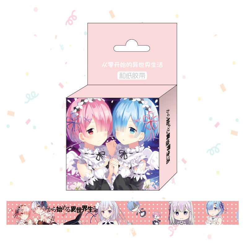 1.5cm*5m Anime Re:Life In A Different World From Zero Washi Tape Adhesive Tape DIY Scrapbooking Sticker Label Masking Tape