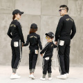 Family matching outfits PU jacket + pants sporty style silver golden PU couples matching clothing family look christmas family