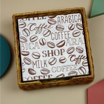 10pcs 33*33cm Coffee Bean Alphabet theme paper napkins serviettes decoupage decorated for wedding party virgin wood tissues