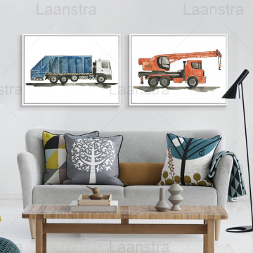 Large Vehicle Decorative Painting Excavator Bulldozer Living Room Wall Canvas Poster Road Roller Large Truck Print Industrial