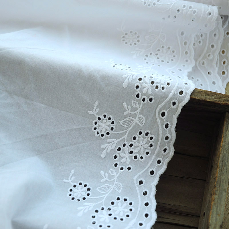 One Meter Hollow Out Floral Embroidered 35cm White Cotton Lace Ribbon DIY Apparel Sewing Fabric Home Textile Curtain Decoration