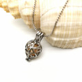 Silver Cage Hollow Heart Charm Pendant Necklace