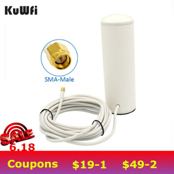 KuWfi 3G/4G LTE Antenna SMA 2.4Ghz 10-12dBi External Wifi Antenna with 5m or 10m cable for 4G Router&Modem Signal Booster