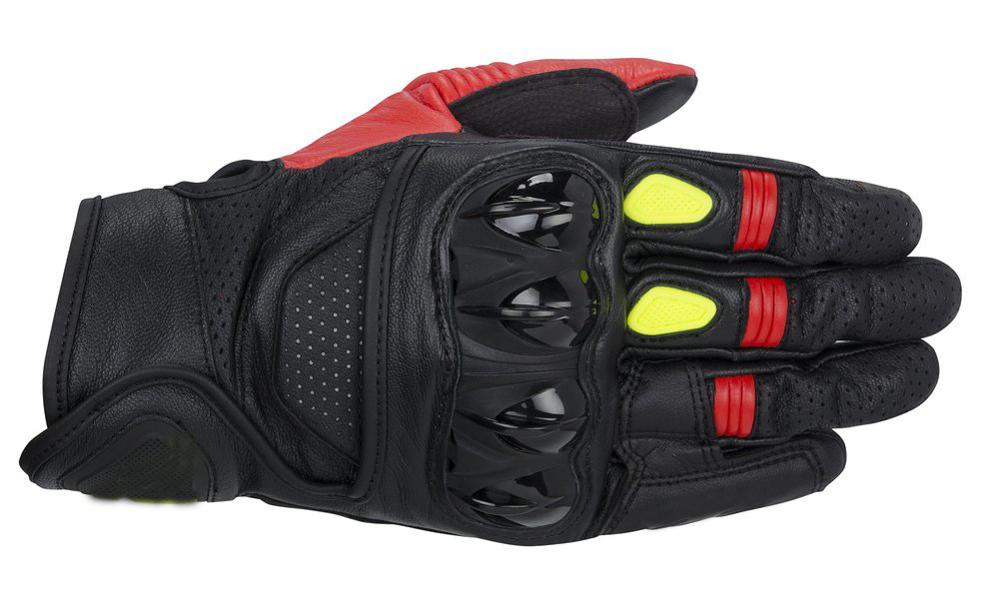 Alpines Celer Black/Red/White Leather Short Sports Motorcycle Motorbike Gp pro Leather Racing Gloves