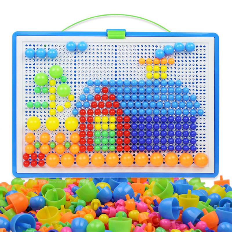 Children's DIY Construction Beads Toys Mushroom Granules Inserted Into Blocks Toys Pixel Art Kid's Constructor Beads Blocks Toys