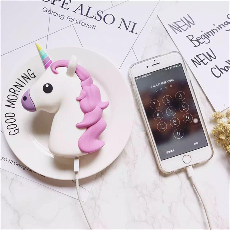 2000mAh Portable Power Bank Charging Case for iPhone Samsung Huawei OPPO Unicorn Cartoon Power Bank USB Battery Charger Case