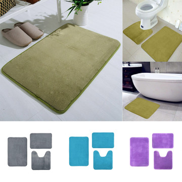 3 pcs/set Coral Velvet Memory Foam Bath Mat Non-Slip Bathroom Mat Carpet Vertical Toilet Mat Absorbent Bathroom Accessories#g