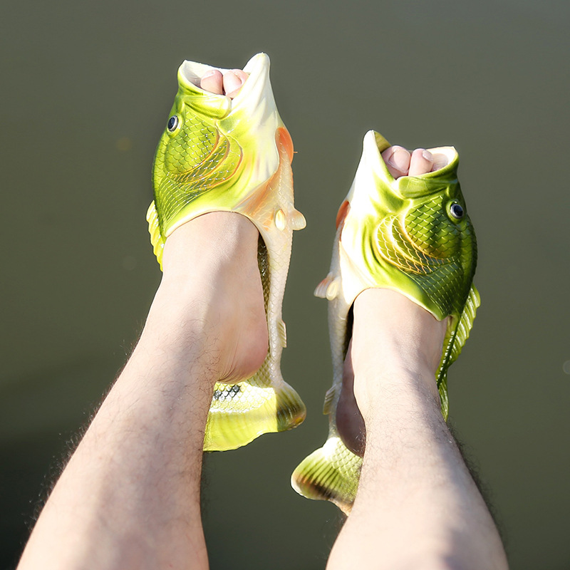 2020 Summer Runway Shoes Fish Slippers Flip Flops Unisex Beach Slippers Men Slides Light Man's Funny Slippers