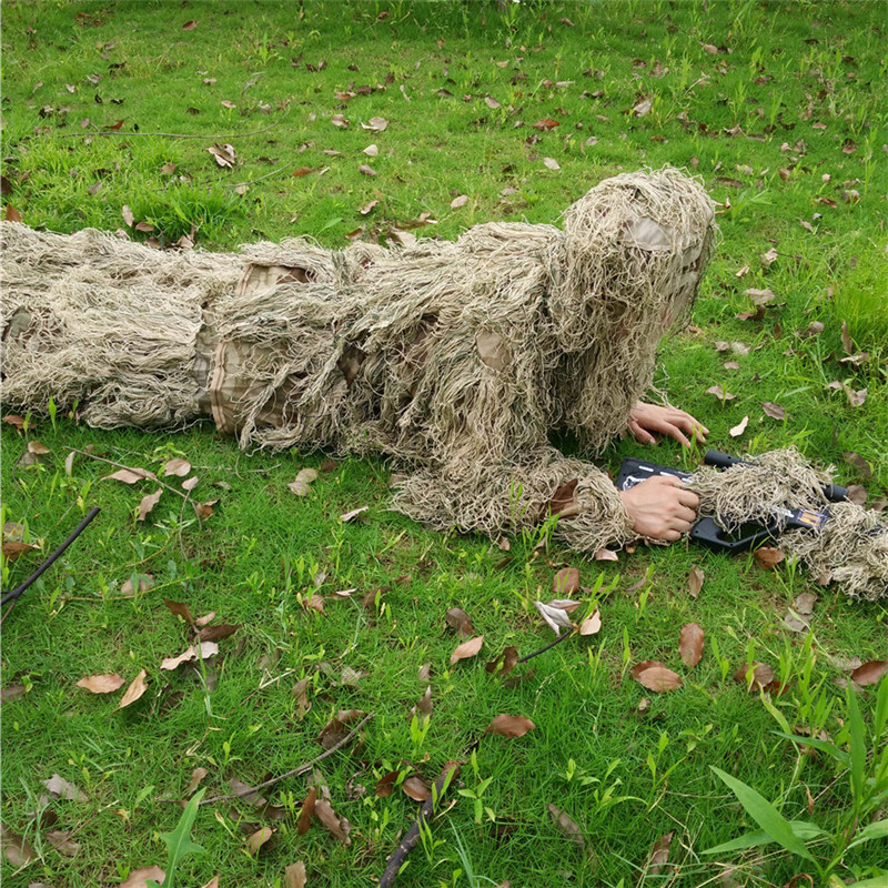 Autumn Winter reed hay grass style camouflage Desert Bionic Ghillie Suits Military Hunting Paintball Clothes five-in-one suit