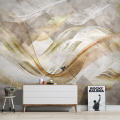 Custom 3D Mural Wallpaper Home Decor Golden Abstract Lines Feather Wall Decals For Living Room Sofa TV Background Wall Painting
