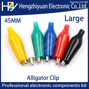 Hzy Insulation Large Metal Alligator Clip Electric Test 45MM Lead colorful Red Black Blue Green White Yellow crocodile clip