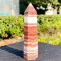 Natural pork stone clear quartz crystal rod point column mace column healing spirit wheel pendter