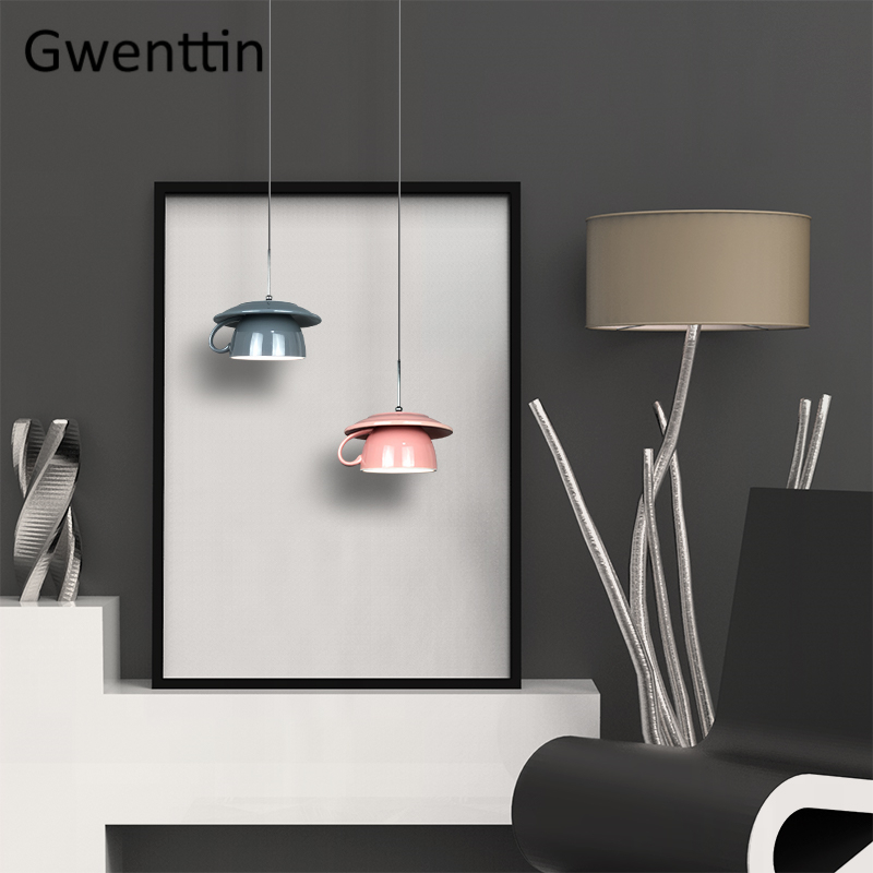 Creative Ceramic Cup Pendant Lights Led Hanging Lamp for Dining Room Cafe Kitchen Light Fixtures Home Decor Industrial Luminaire