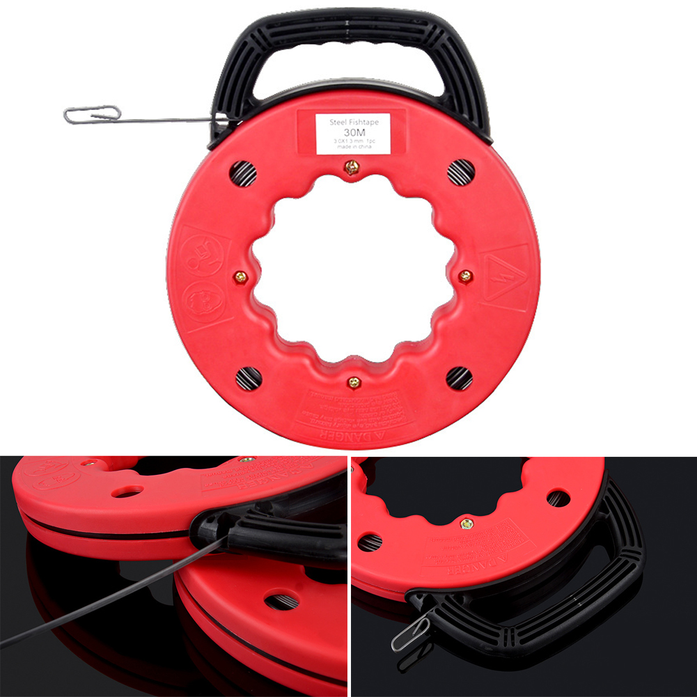Electrical Cable Plastic Tip Measuring Rodder Steel Fish Tape Wire Reel Portable Tools Wheel Puller Ducting Conduit