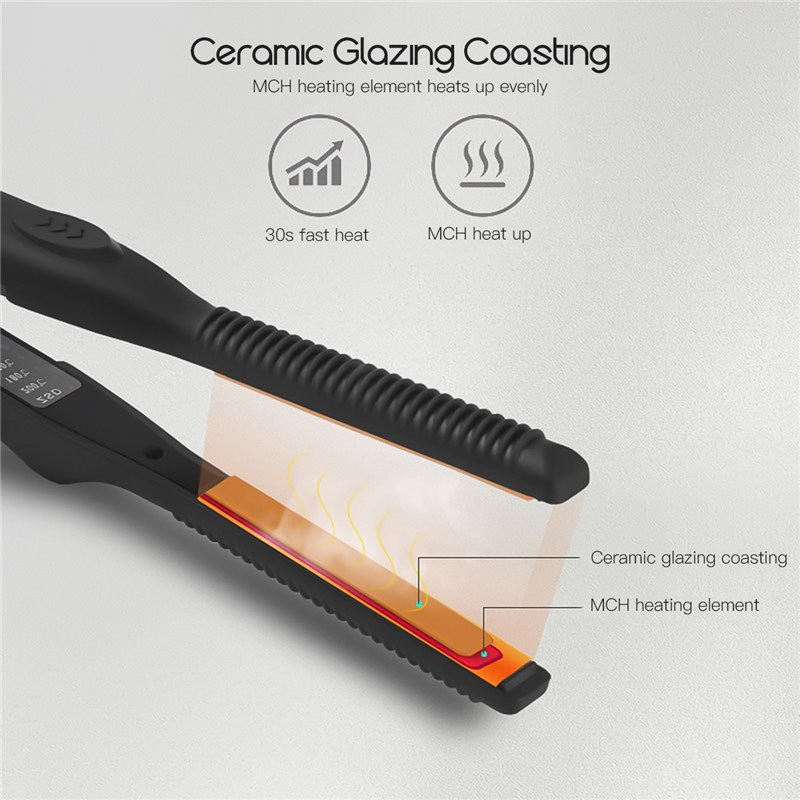 Ceramic Flat Iron Hair Curling Iron Temperature Adjustment Electric Hair Straightener Curler Styling Tool One Button Control P40