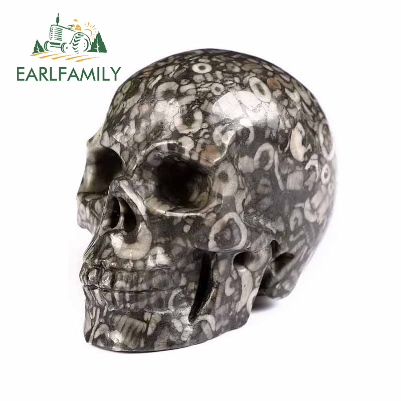EARLFAMILY 13cm for Black Horror Skull Decal Motorcycle Windows Scratch-Proof RV Car Stickers Bumper Laptop Decoration