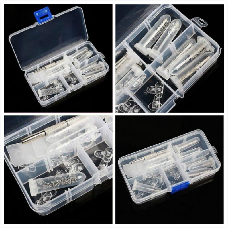Popular Eyeglass Sunglasses Silicone Slip Sleeves Silicone Nose Pad Screwdriver Glasses Screws Nut Tool Assorted Kit with Box