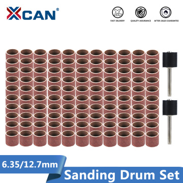 XCAN Sanding Drum Set #80#100#120 Grit with 6.35mm 12.7mm Sanding Mandrel for Dremel Rotary Tools Abrasive Tools Sanding Bands