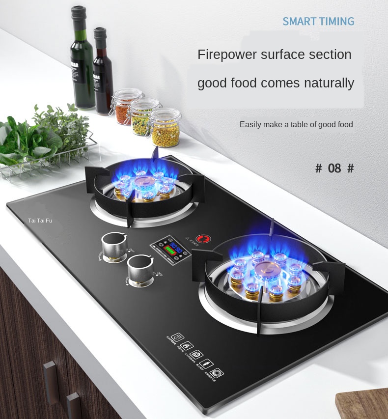 Fierce gas stove Double stove Embedded gas stove Household Natural gas liquefied gas stove Cooker cooktop gas cooktop