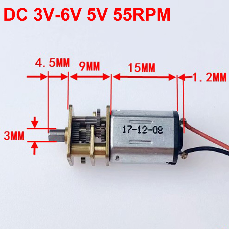 DC 3V-6V 5V 55RPM Mini N20 Gear Motor Slow Speed Micro Full metal Gearbox DIY Robot Car Electric Lock