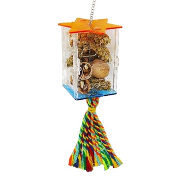 Bird Foraging Toys Parrot Feeder Intelligence Cage Acrylic Food Box Swing Rope Toys Millet Container for Cockatiel Conure