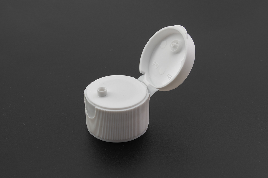 28/410 white ribbed flip top cap