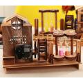 Fine Waterwheel Classical Rotary Bear Dancer Hourglass Music Box Creative Artware Gift Wooden Crafts Home Decor