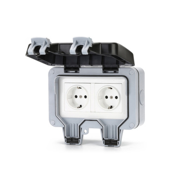 IP66 Weatherproof Waterproof Outdoor Wall Power Socket 16A Double Electrical Sockets Grounded AC 110-220V