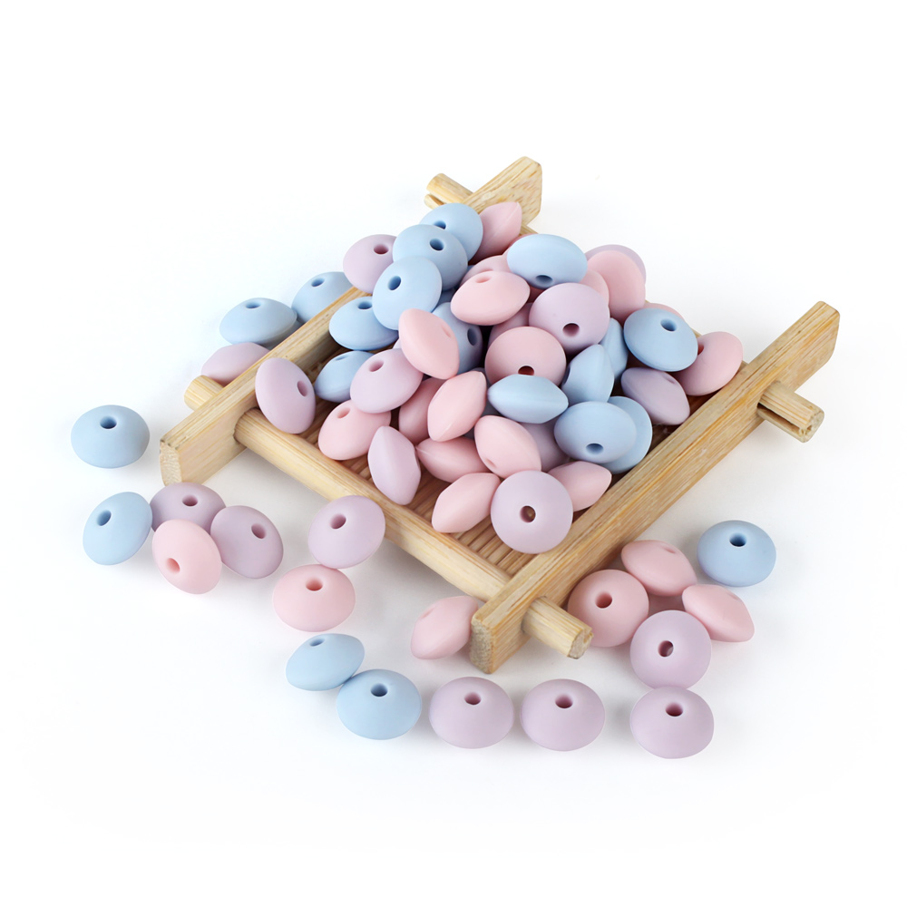 Keep&Grow 30Pcs Silicone Lentil Beads BPA Free Baby Teething Beads DIY Necklace Making Toys Accessories Baby Silicone Teethers