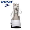 BONA 2019 New Designers Fashion Casual Ladies Shoes Boots Leather Boots Thick Heeled Snow Shoes Femme Ladies Shoes Comfortable