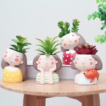Succulent Plant Pot Cute Girl Flower Planter Flowerpot Create Design Lovely Little Princess Home Garden Bonsai Pots